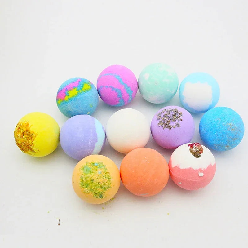 12Pcs/set Bath Bombs Bubble Ball Kit Essential Oil Bath Salts Skin Care Exfoliating Moisturizing Shower Bath Balls Accessories