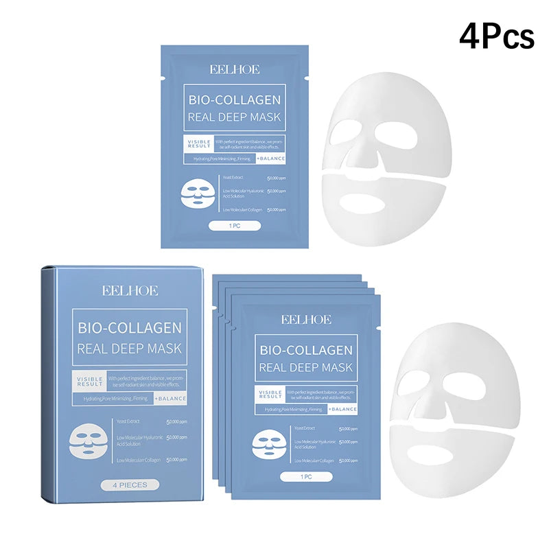 1/4Pcs Bio Collagen Face Mask Shrink Pores Deep Hydrating Overnight Mask Moisturizing Refreshing Brightening Face Skin Care